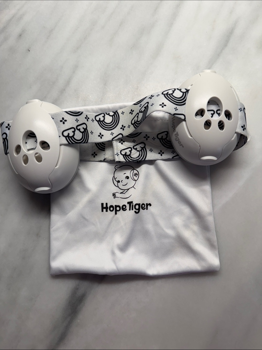 White Baby Ear Protection Headphone Strap and Carry Pouch